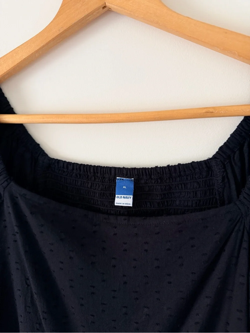 Old Navy Black Swiss Dot Smocked Puff Sleeve Blouse